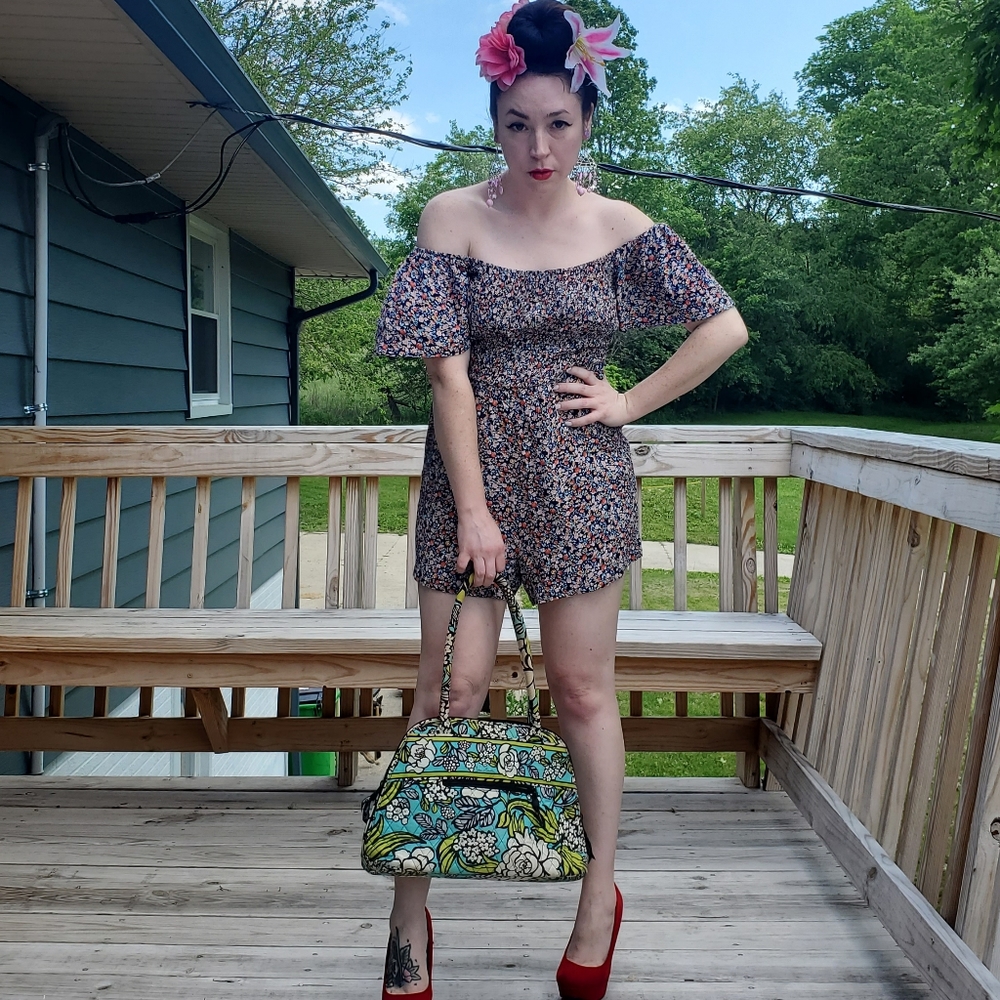 Floral, off the Shoulder Romper